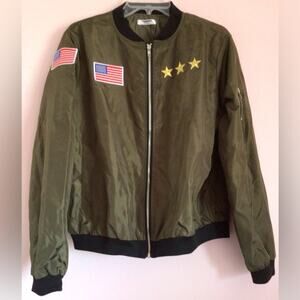 Zeagoo green bomber jacket with zipper size XL
